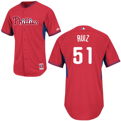 Carlos Ruiz #51 MLB Jersey-Philadelphia Phillies Men's Authentic 2014 Red Cool Base BP Baseball Jersey